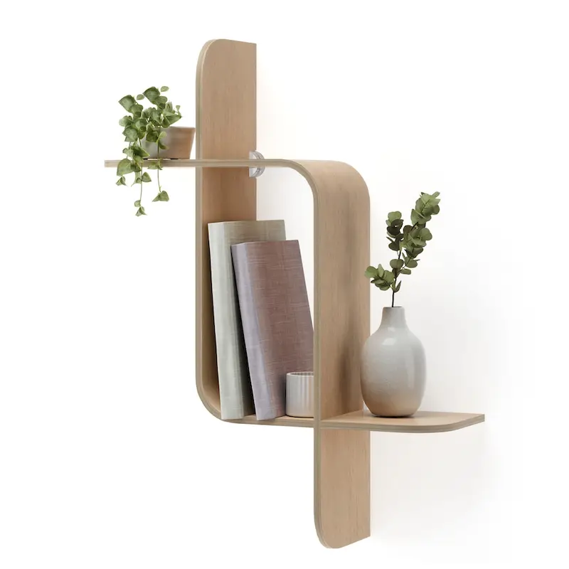 Geometric Bentwood Wall Shelf