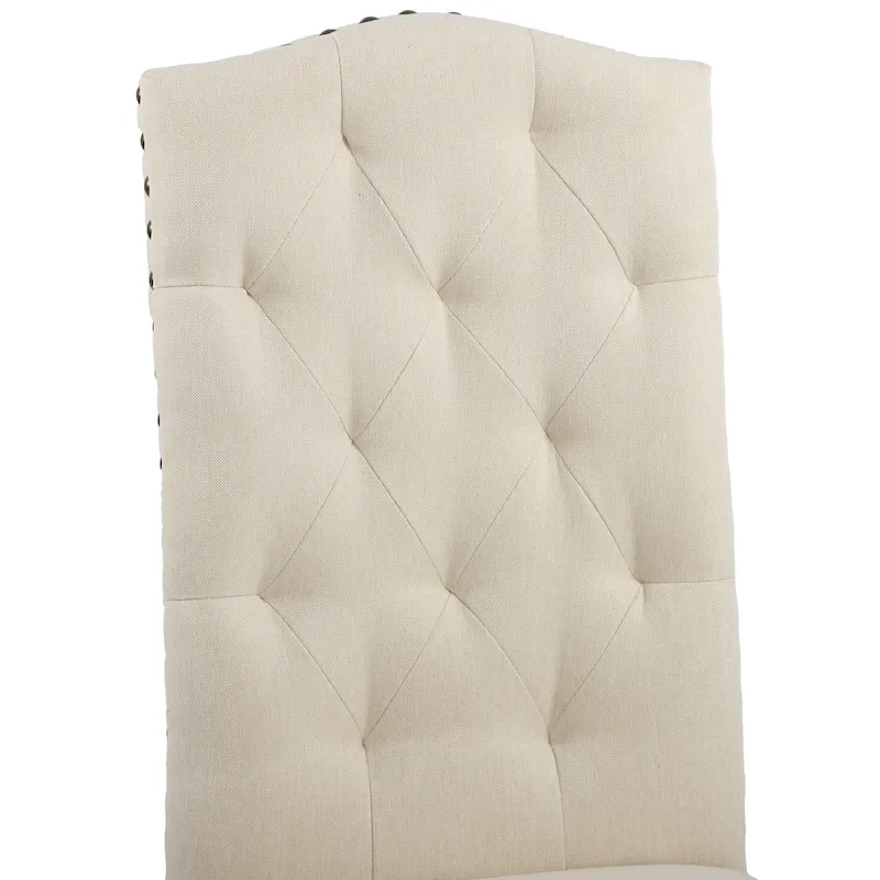 Solid Wood Tufted Dining Chairs, Kitchen Dining Room Chairs with Bronze Nailhead Trim Set of 2