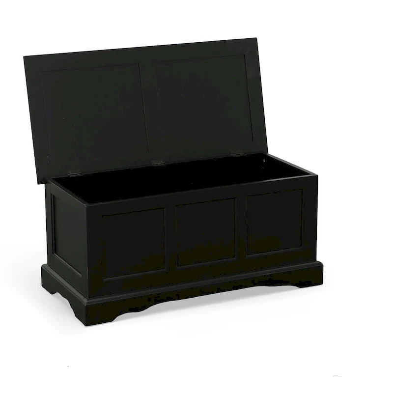 Black Wood Veneer Top Blanket Chest, 1-Person Assembly