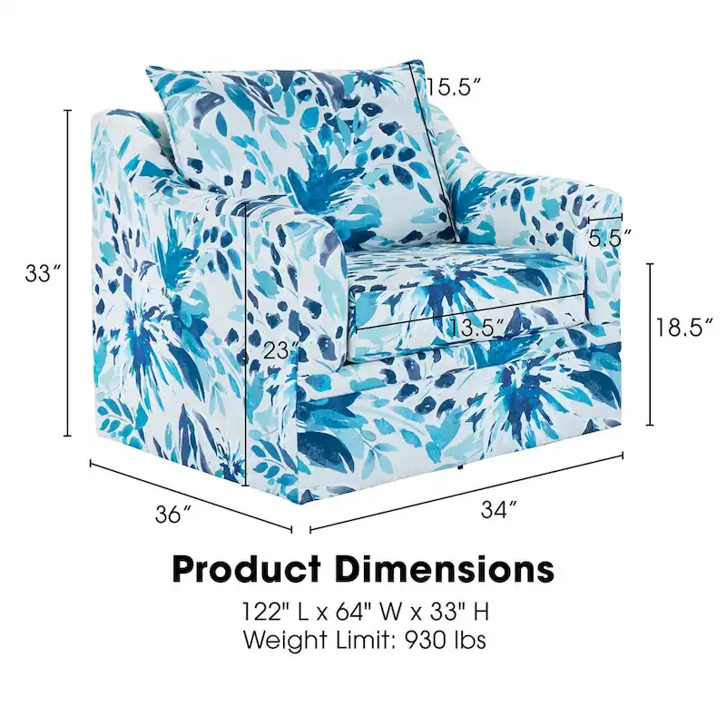 New Classic Furniture Anatasia Pillow Back Swivel Chair, Made in USA