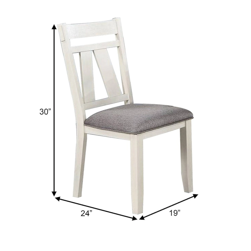 Lexi 24 Inch Classic Dining Side Chair, Padded Seat, Set of 2, Gray, White