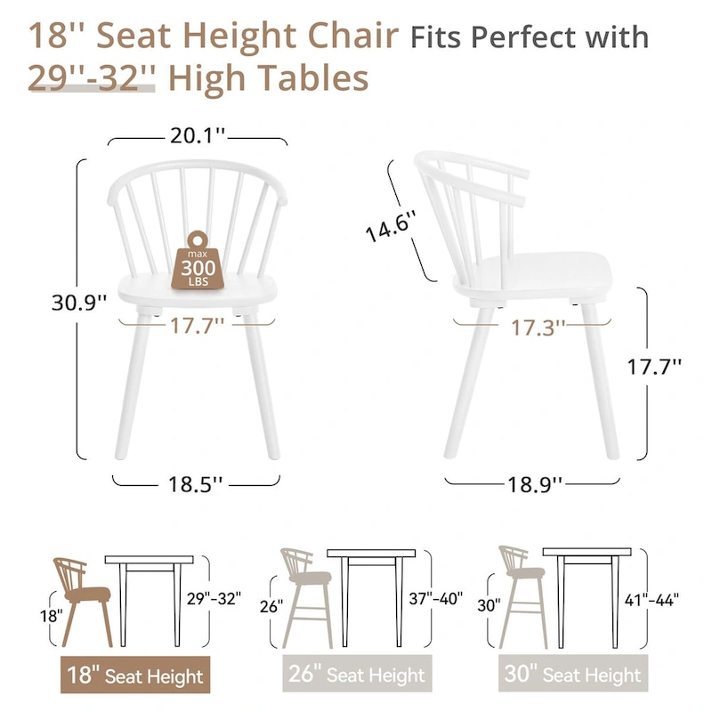 Modern Kitchen Wooden Spindle Back Armless Set of 4 Dining Chairs
