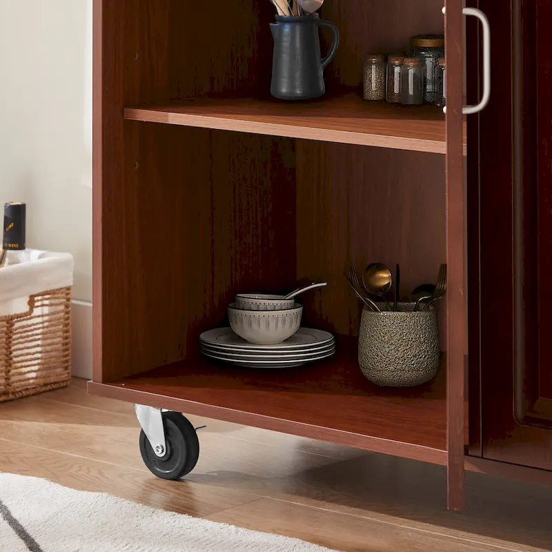 Mobile Kitchen Island Cart With 2 Drawers and 4 Swivel Casters