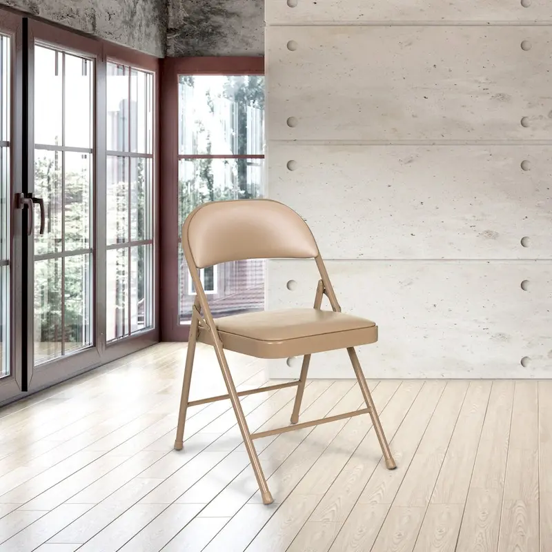 Hampden Furnishings Bernadine Basics Collection Vinyl Folding Chair, Pack of 4