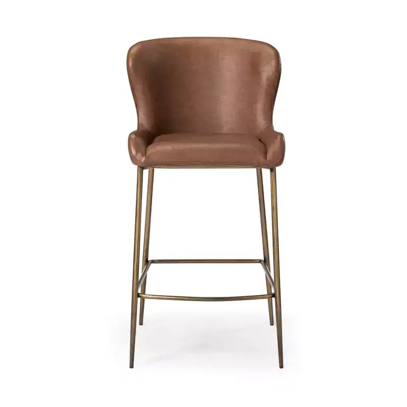 Maven Lane Naomi Metal Counter Stool with Faux Leather 27