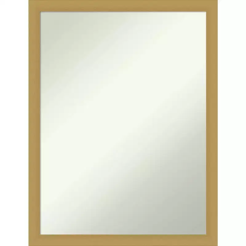 20" x 26" Non-Beveled Grace Brushed Gold Narrow Wall Mirror - Amanti Art: Modern Rectangular Vanity Mirror, Includes Mounting Hardware