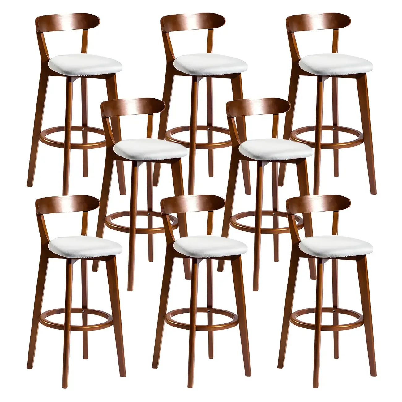 Wooden Upholstered Low Back Bar Height Stools Set of 2