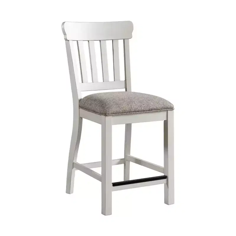 Set of 2 24" Drake Slat Back Cushion Seat Counter Height Barstools Rustic White/French Oak - Intercon