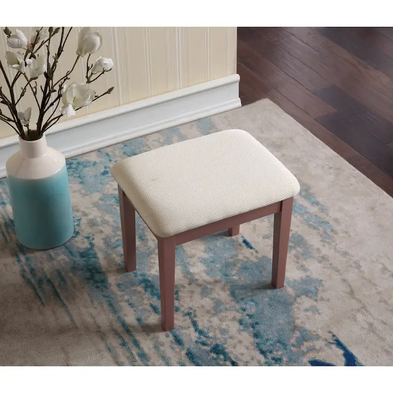 Roundhill Furniture Moniys Wood Moniya Makeup Vanity Table and Stool Set