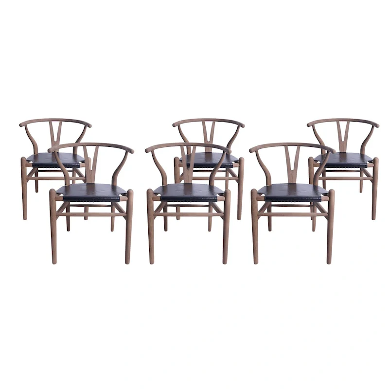 Ash Wood Dining Chairs Set of 6 - Mid-Century Modern Style