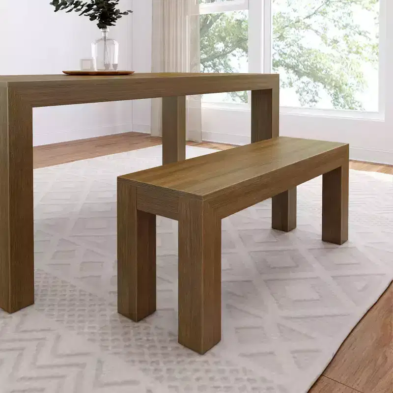 Plank+Beam Modern Dining Bench, Solid Wood Bench for Dining Table, 49