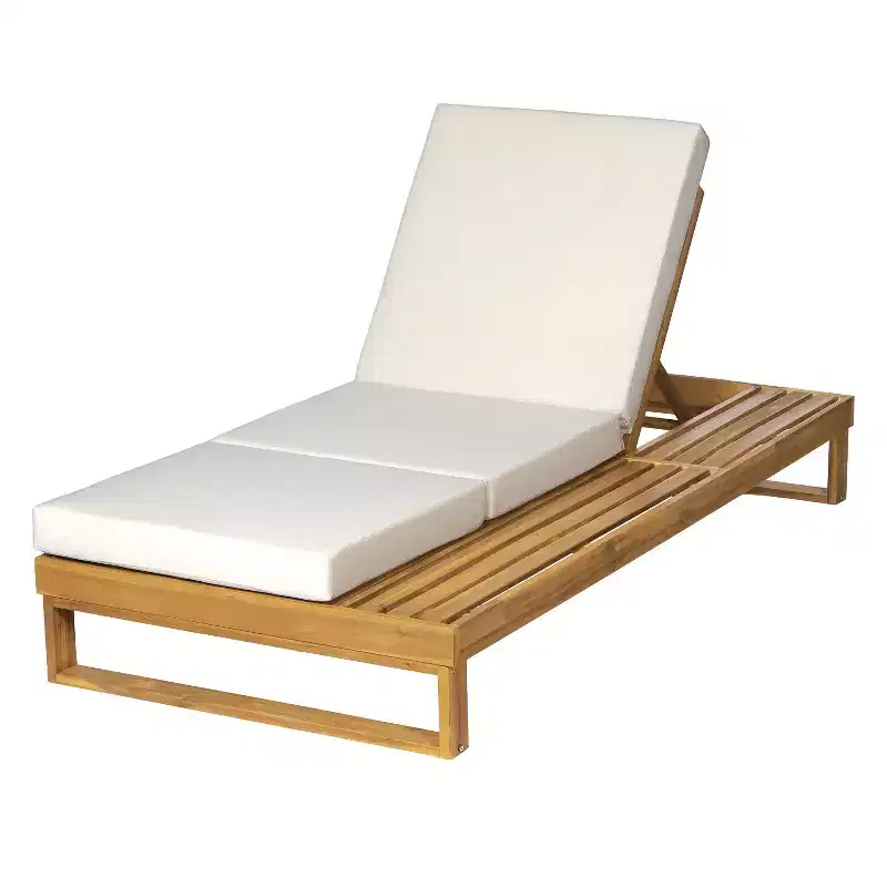 Christopher Knight Home Hudson Patio Modern Acacia Wood 4-Position Adjustable Chaise Lounge with Cushion