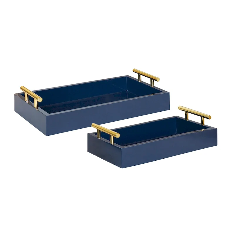 Kate and Laurel Lipton Rectangle Wood Tray Set - 2 Piece