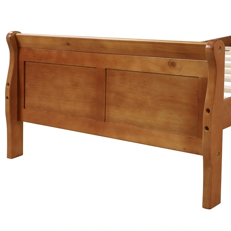 Wood Twin Sleigh Bed with Headboard and Footboard