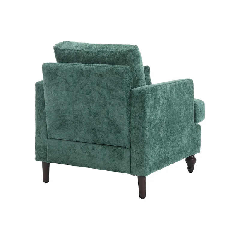 Emerald Modern 29.53 Chenille Upholstered Arm Chair with Solid Wood Frame and Pillows
