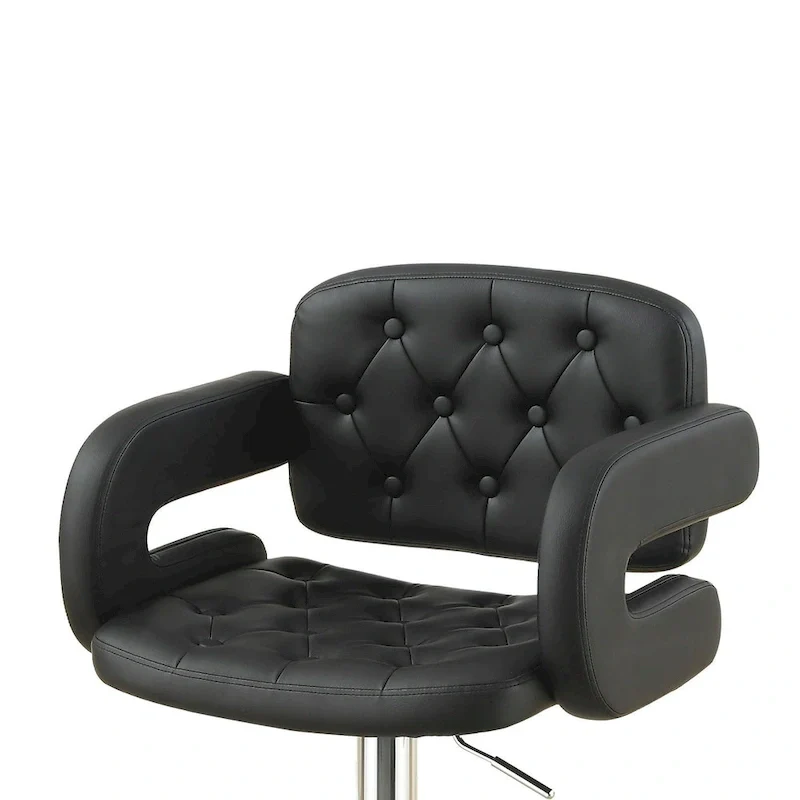 Adjustable Faux Leather Bar Stool with Armrests