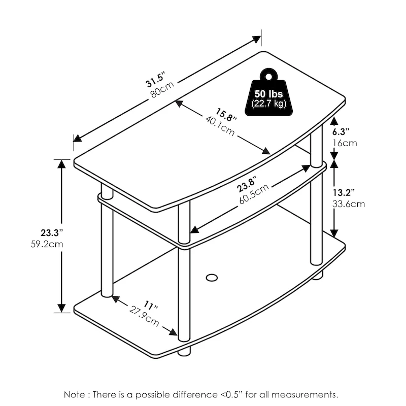 No Tools 3-Tier TV Stands, Columbia Walnut/Black