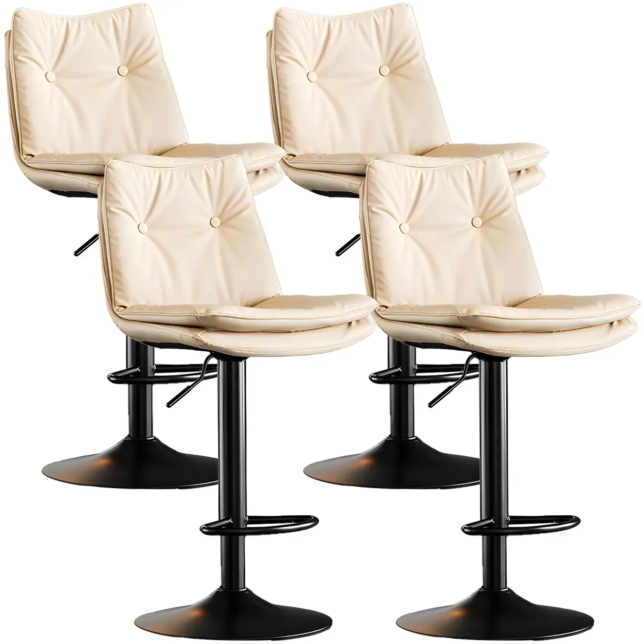 Modern Adjustable Leather Swivel Bar Stools