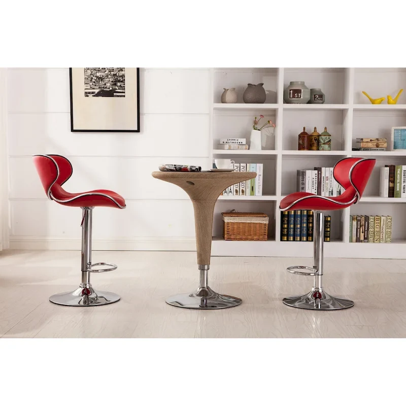 Roundhill Furniture Masaccio Leatherette Airlift Adjustable Swivel Barstool (Set of 2)