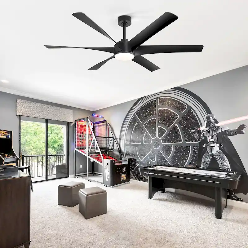 65-in Indoor Large LED Ceiling Fan with Light Remote (6-Blade)