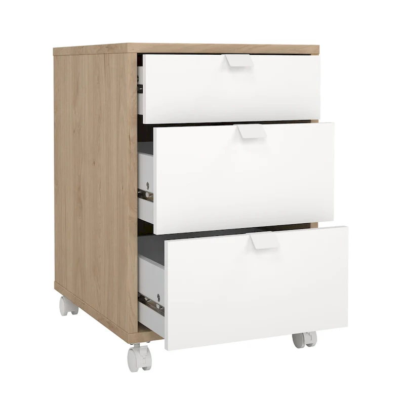 3-Drawer Mobile Cabinet with Wheels - Engineered Wood