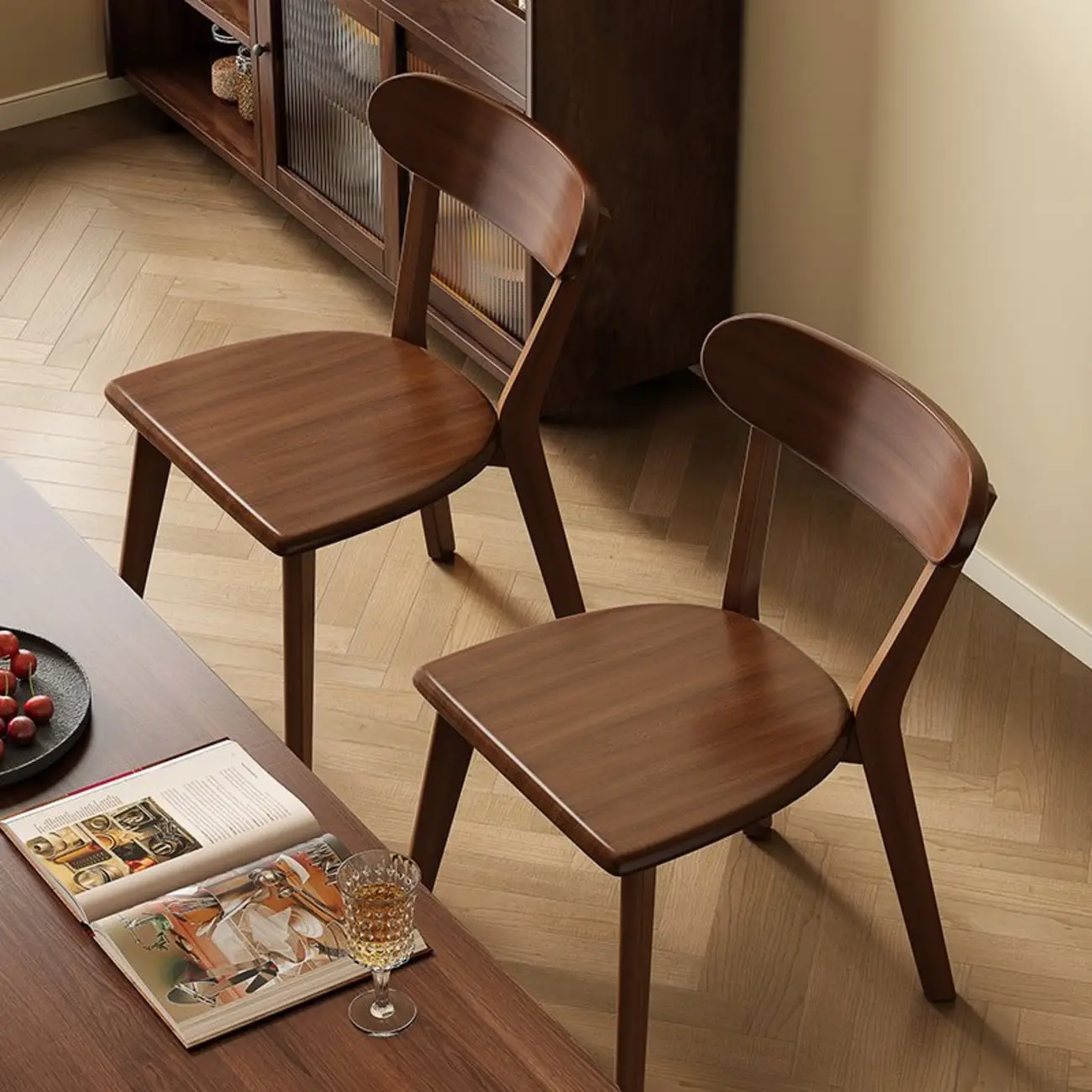 Modern Wood open Low Back Armless Dining Chair