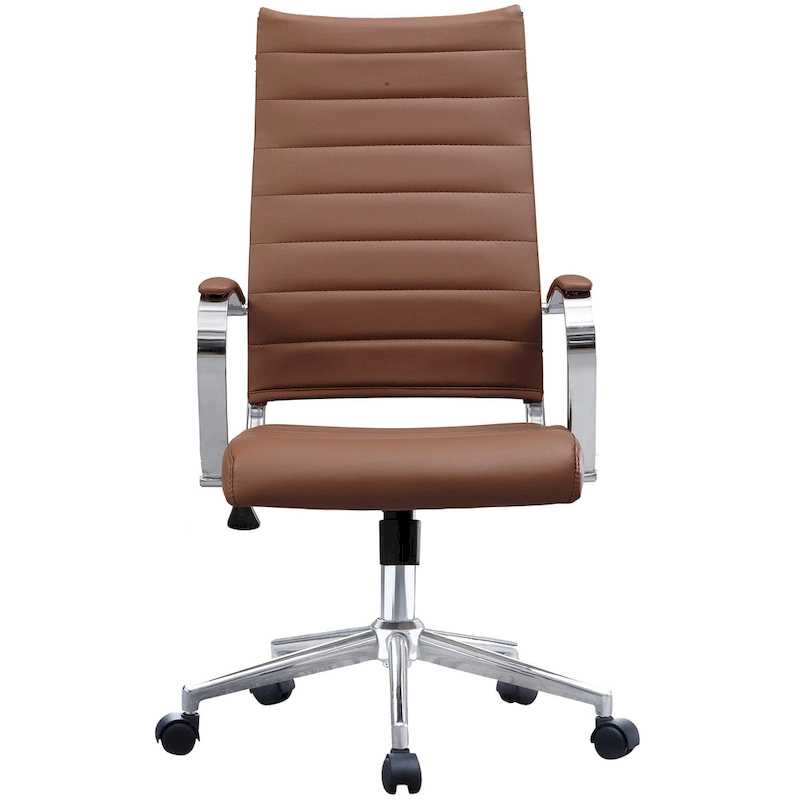 Modern Ergonomic Office Chair: Mid Back, PU Leather, Arms, Tilt, Adjustable Height, Wheels, Swivel