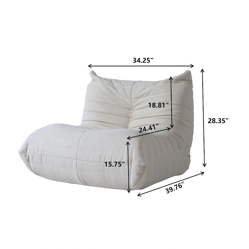 Fireside Chair Single Sofa Teddy Fabric Bean Bag Chair