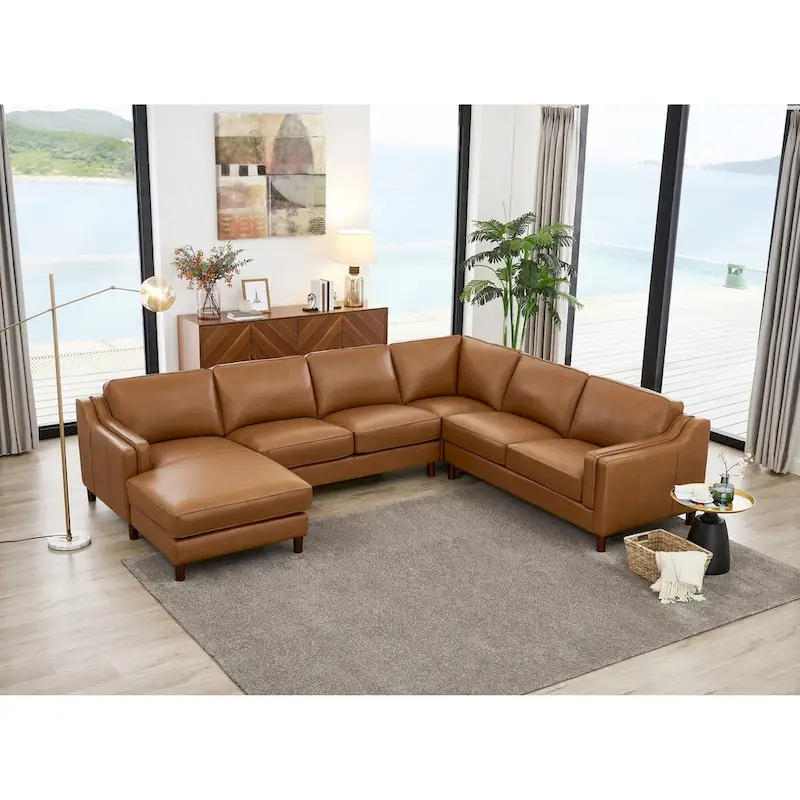 Hydeline Bella Top Grain Leather Left-Facing Sectional Sofa with Chaise