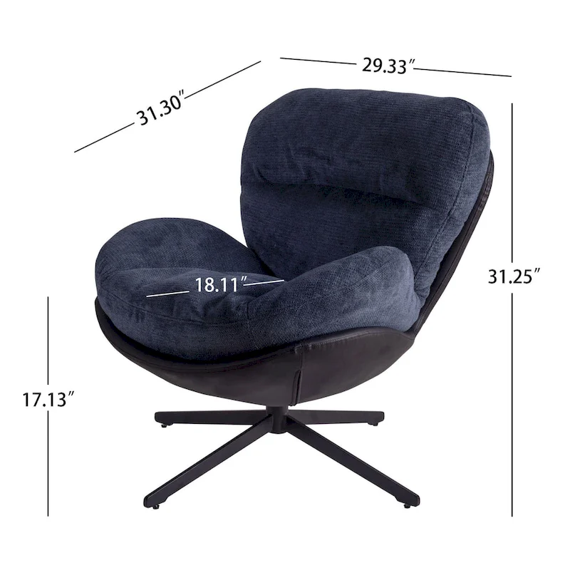 Swivel Accent Chair,Lounge Chair with Metal Base Frame,Comfy Single Leisure Sofa Chair Reading Chair with 360 Degree Swiveling