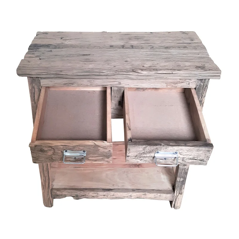 A&B Home Rustic 2-Drawer Kitchen Island