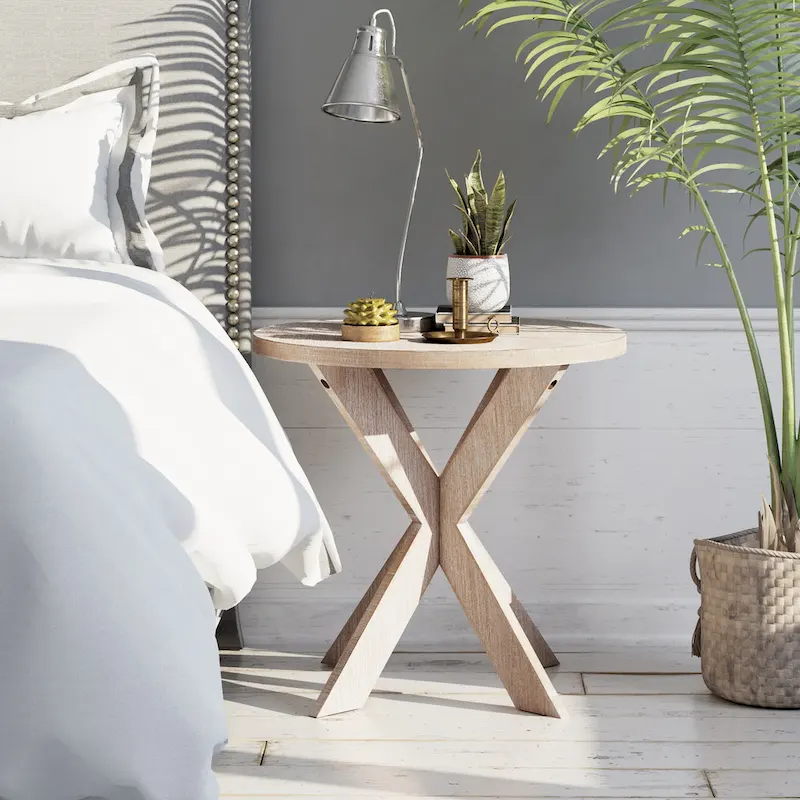 COZAYH Farmhouse Cross Leg End Table