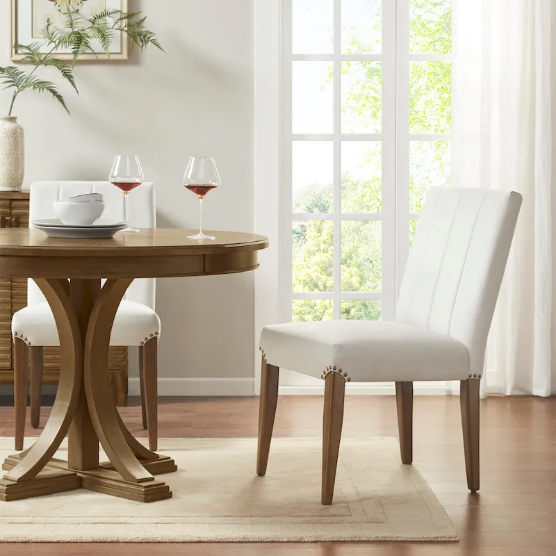 Cream Channel Tufting Dining Chair Set of 2
