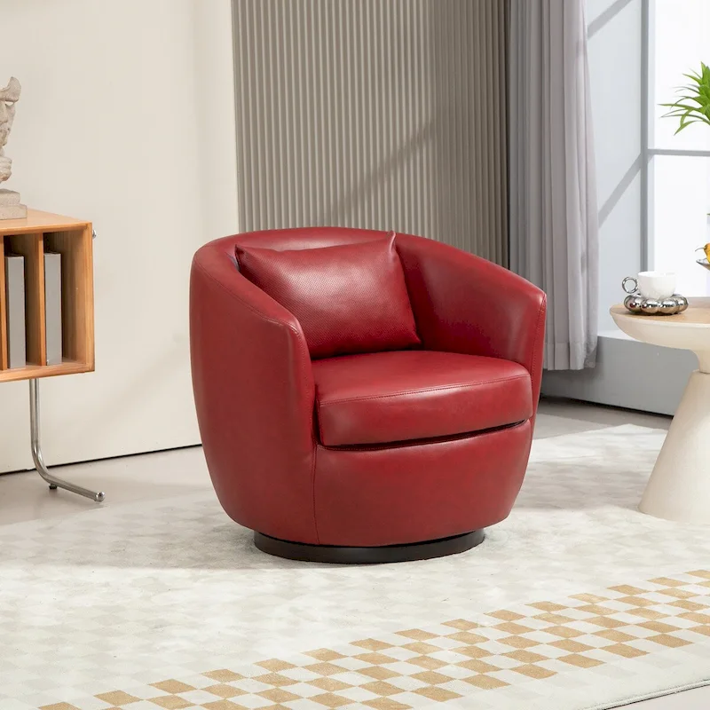 Upholstered Swivel Barrel Armchair with Storage Modern Living Room Side Chair for Bedroom/Office/Reading Spaces