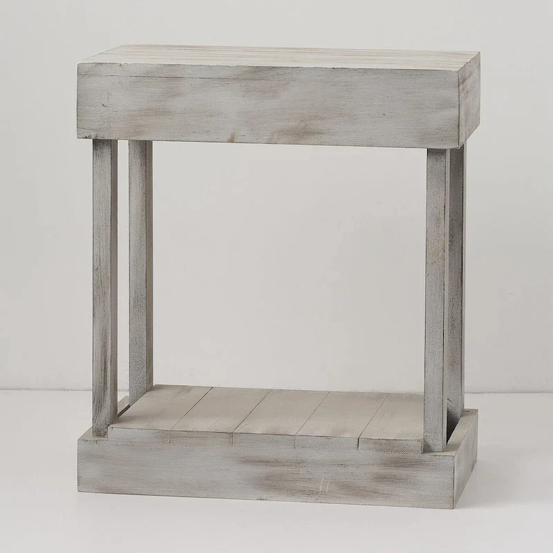 Rustic Farmhouse Solid Wood Accent End Table Sofa Side Table - 11 W x 26 H