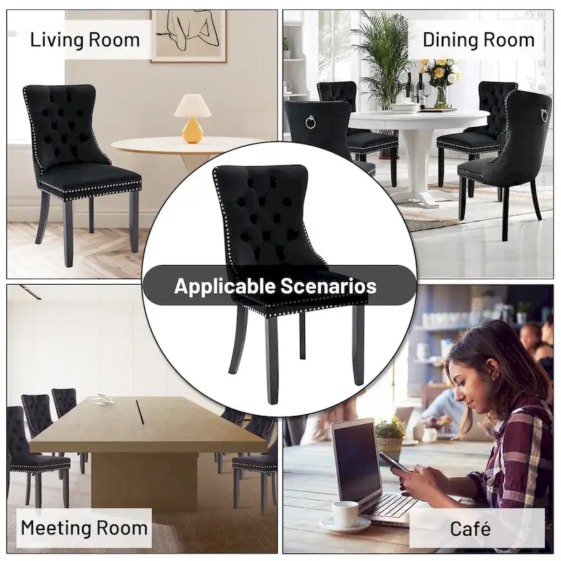 Luxury Upholstered Velvet Dining Chair with Solid Wood Legs