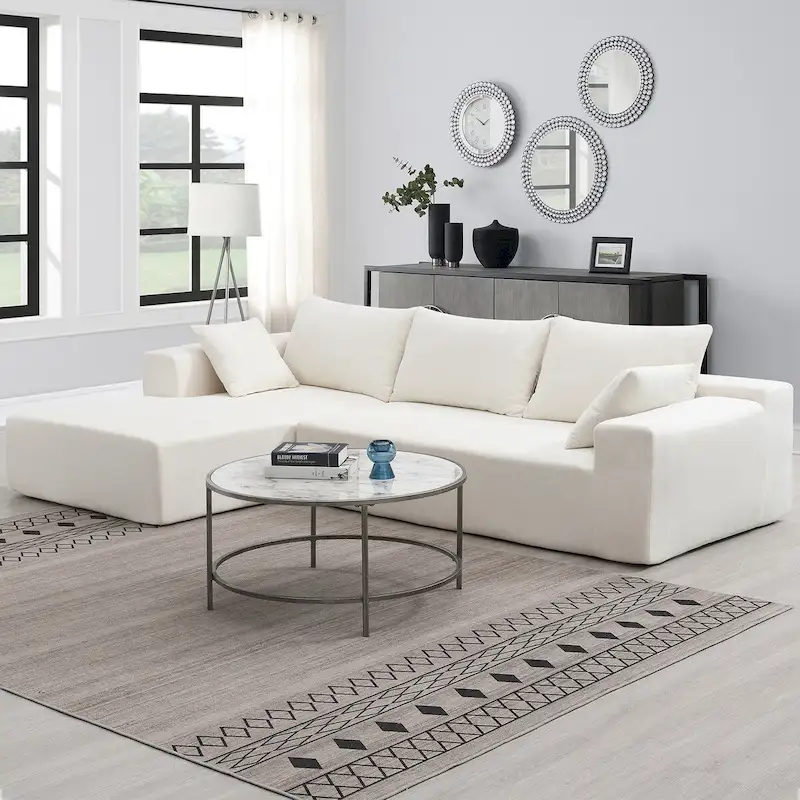 109*68  L-Shape Modular Sectional Living Room Sofa Set Couch Upholstered Sleeper Sofa Free Combination