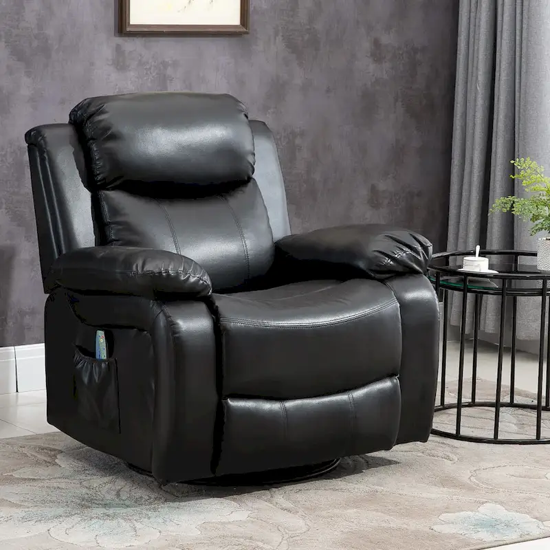 PU Leather Massage Recliner Chair, Swivel Rocker with Remote Control