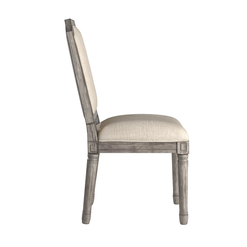 Arched-Back Linen and Solid Wood Dining Chairs (Set of 2)