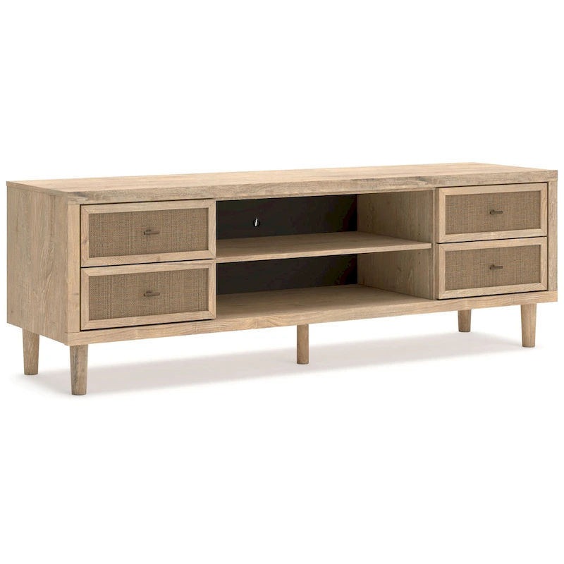 Ciel Large TV Media Console, 4 Drawers, 2 Shelves, Brown Wood, 72 Inch