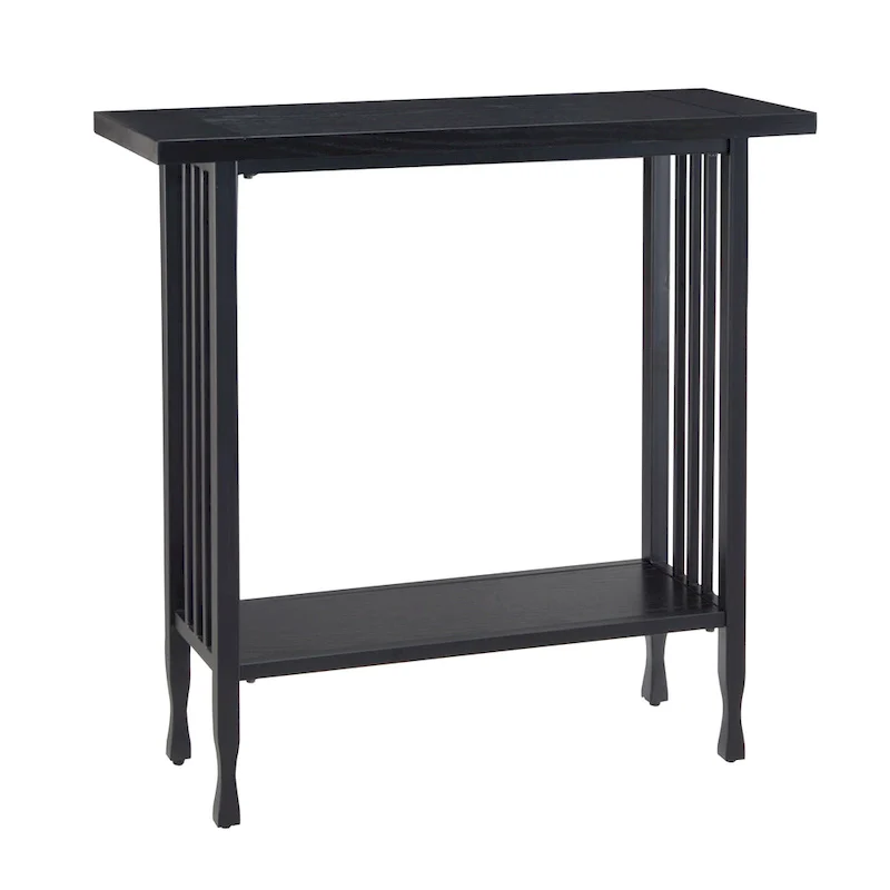 Leick Home Peter Matte Black Slatted Mission Oak Hall Stand