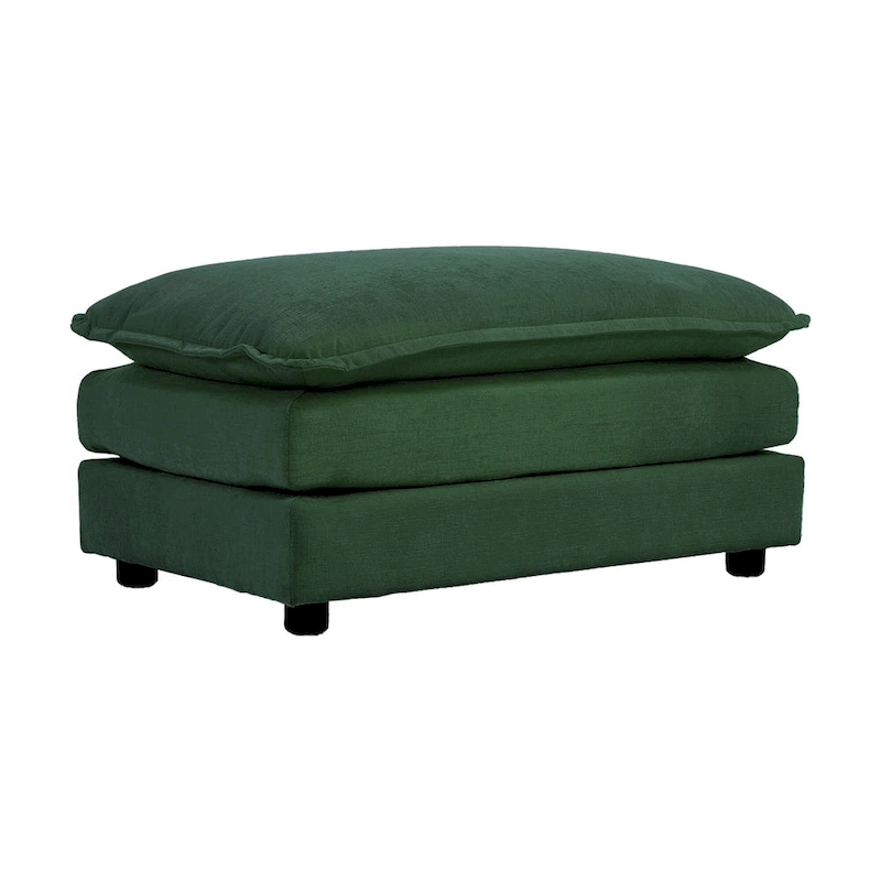 Green 6-Seater U-Shape Sectional Sofa with 3 Ottomans and Pillows