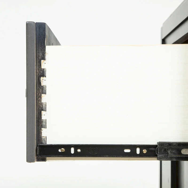 Solid Wood 2-Drawer Nightstand - Light Oak/Espresso/Grey