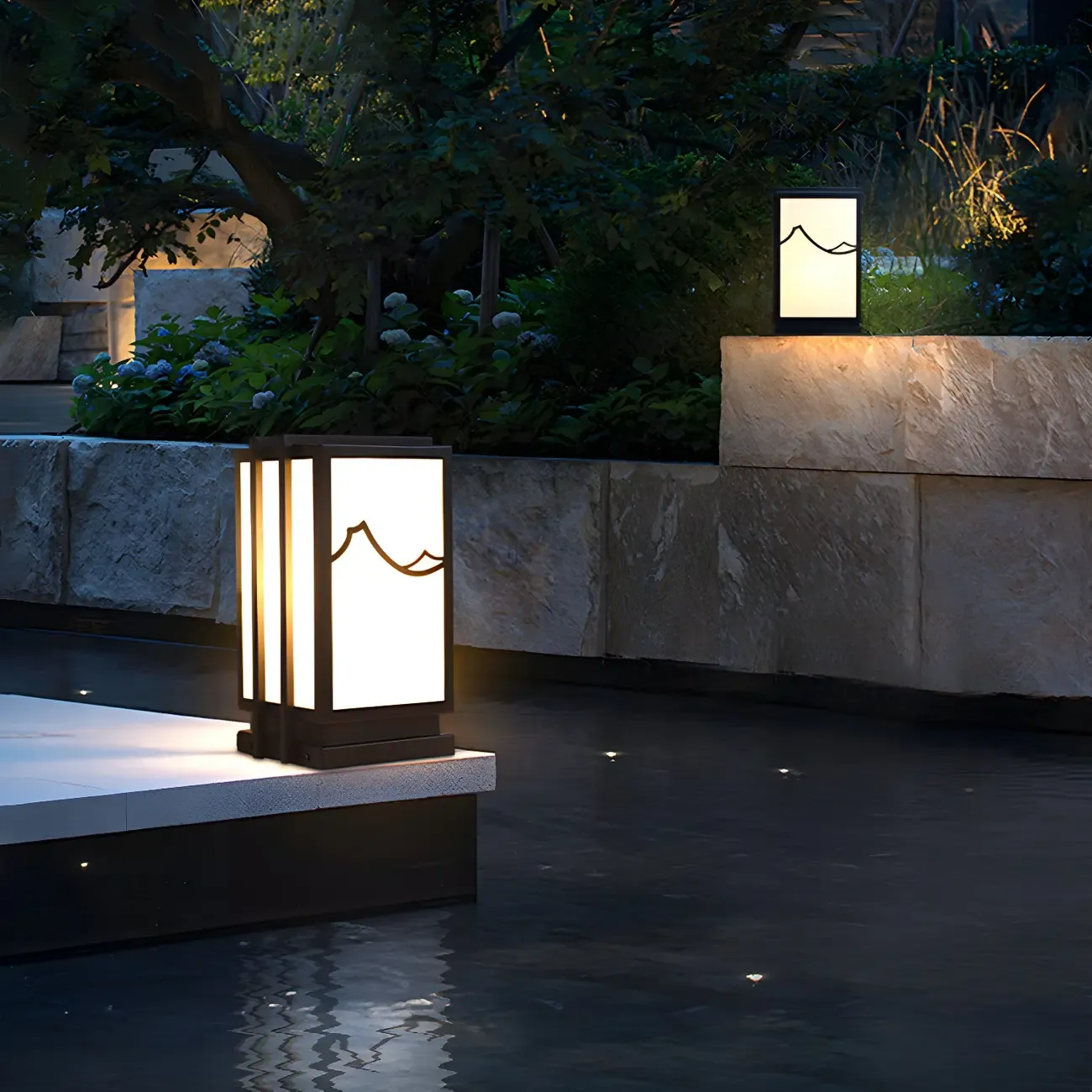 Sophisticated Rectangle Vertical White Shade Post Cap Light