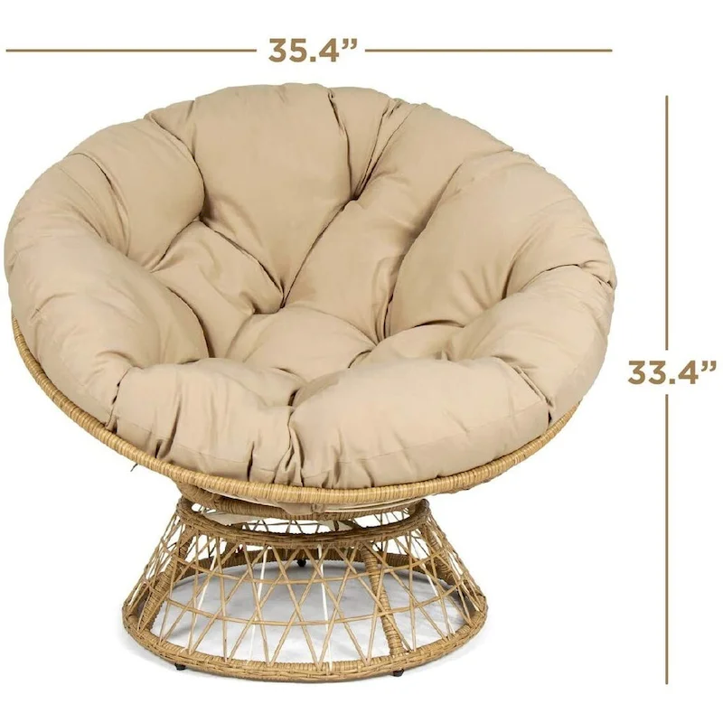 Milliard Papasan Chair with 360-degree Swivel (Wood and Tan)