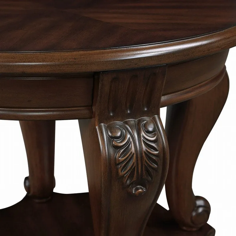 22 Inch Round End Table with Shelf
