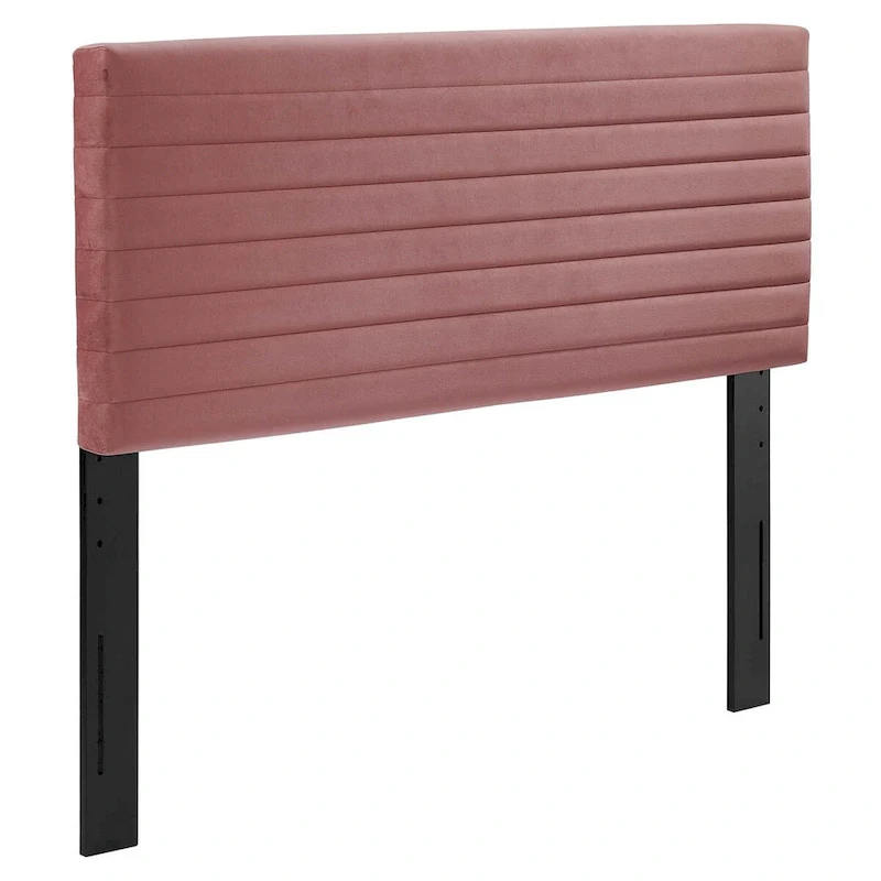 Channel Tufted Velvet Headboard – Full/Queen, 1–2 Person | Midnight Blue / Pink / Dusty Rose / Gray / White / Ivory