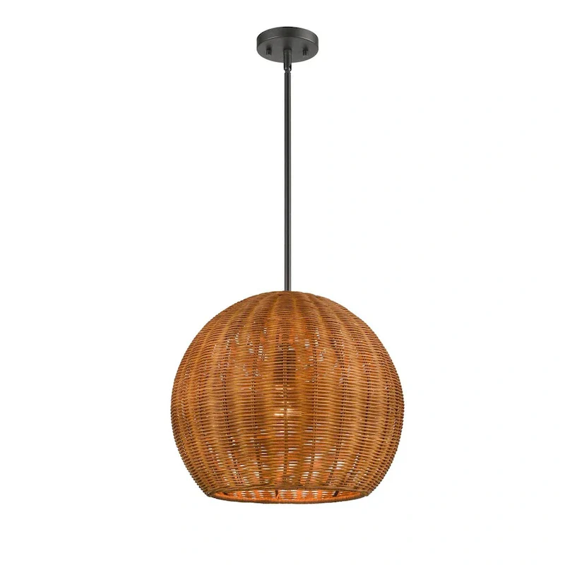 Millennium Lighting Elise Natural Rattan 1 Light Dome Pendant Fixture