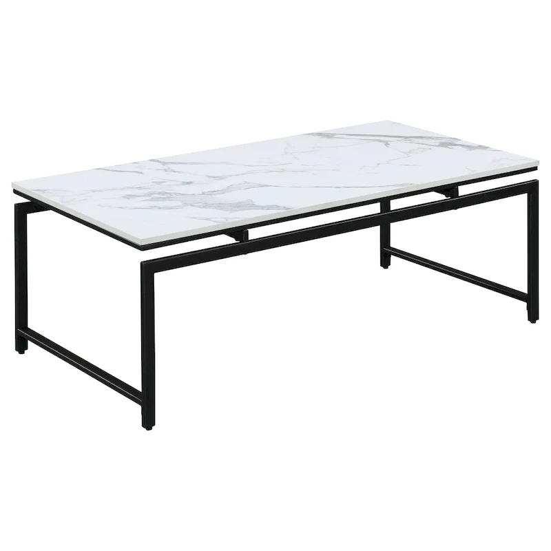 Clark 3-piece Faux Marble Top Coffee Table Set White Faux Marble