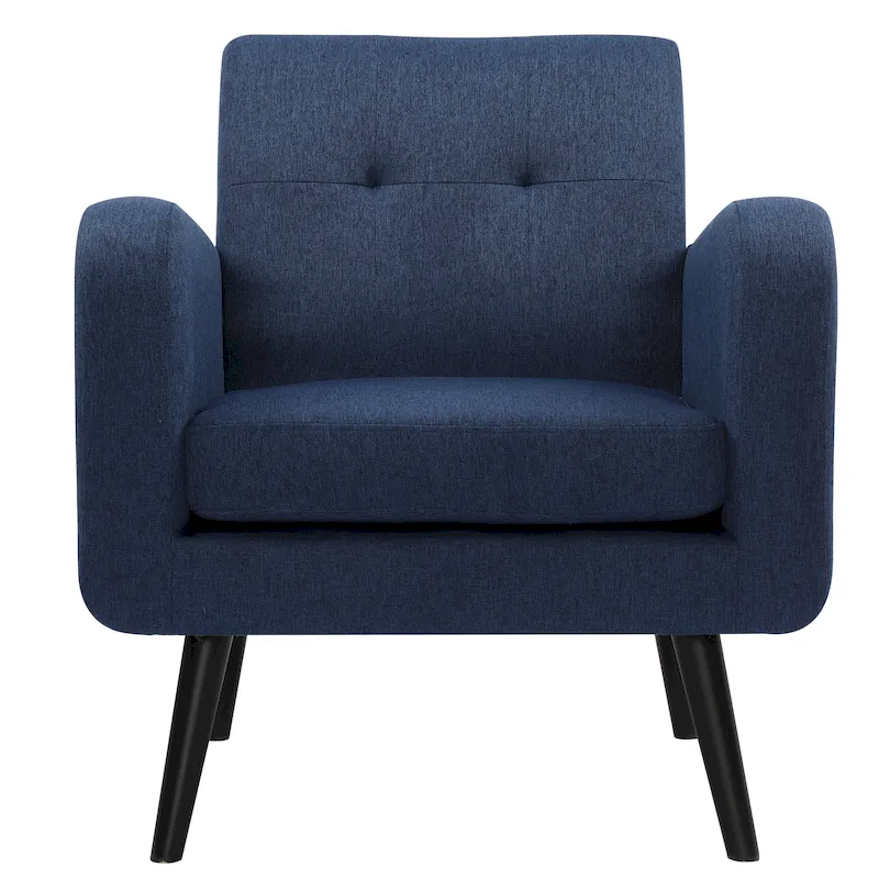 Mid-Century Modern Accent Chair with Tufted Back, Armrests, Polyester Fabric Upholstery, 29.75